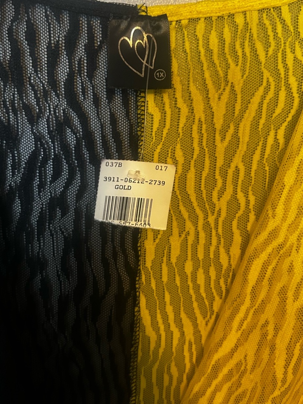 Black and Yellow Sheer Colorblock Long Sleeve Bodysuit - Picture 2 of 3
